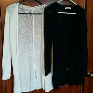 Two waffle knit cardigan sweaters